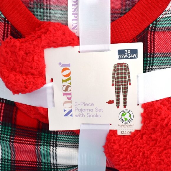 Women's Joyspun Pajama Top Joggers Socks Gift Set 3-Piece SIZE 3X Winter NEW - Picture 2 of 6